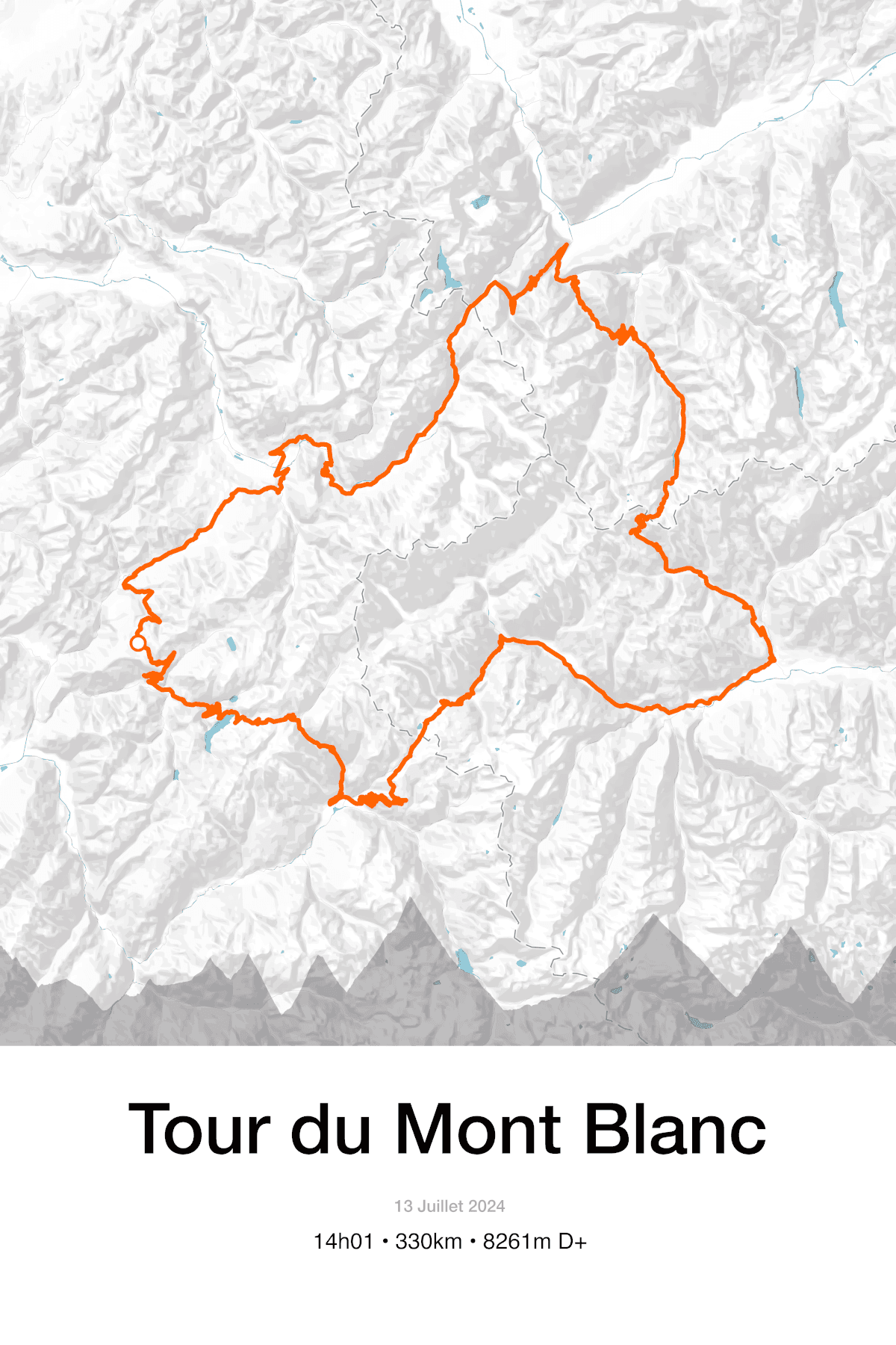 Custom print of the Tour du Mont Blanc
