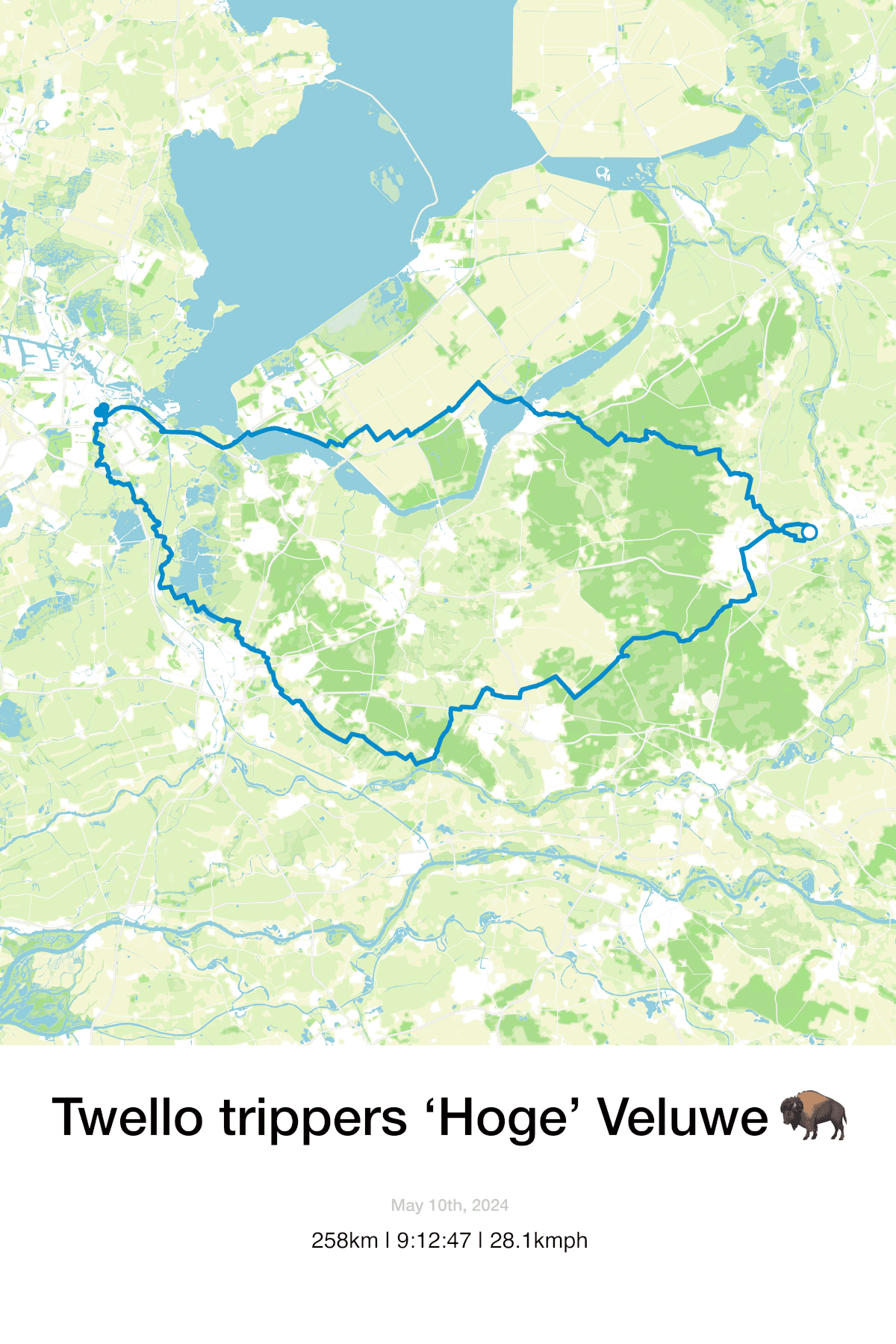 Custom print of the Veluwe cycling route